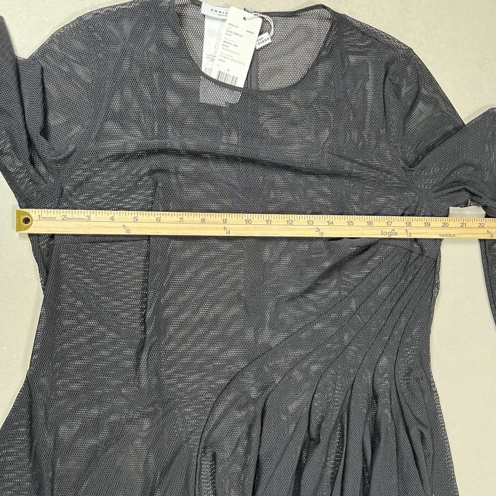 New Akris Punto Black Mesh Long Sleeve Blouse Sz 12 US Sheer Layer Designer NWT - Picture 9 of 9